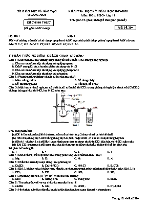 Đề kiểm tra học kỳ I môn Hóa học Lớp 11 - Mã đề 304 - Năm học 2019-2020 - Sở giáo dục và đào tạo Quảng Nam